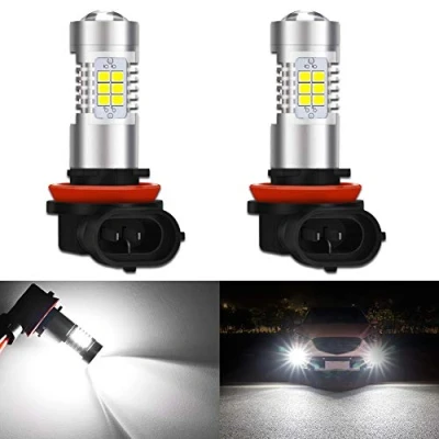Immagine di KATUR H8 H9 H11 Lampadine fendinebbia a LED Max 80W 2000 Lumen 6500K Xenon Bianco con proiettore per Guida luci di Marcia Diurna DRL o fendinebbia, 12V 24V (Confezione da 2)