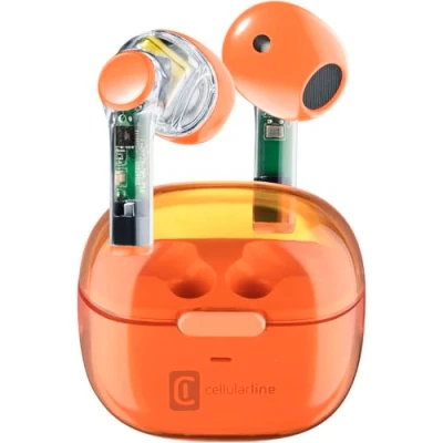 Immagine di cellularline FINE Trasparente Auricolari Bluetooth TWS Wireless In Ear a Capsula con Custodia di Ricarica Play time 3,5 ore 4 volte Controlli touch e Auto Pairing