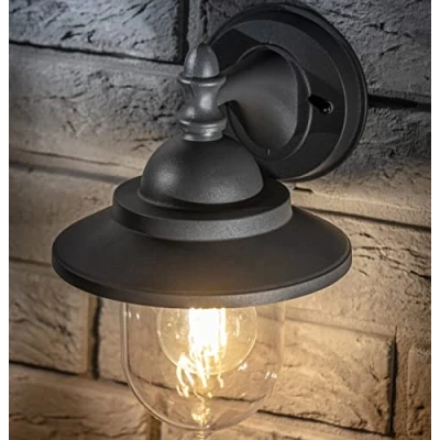 Immagine di CGC Lighting applique da esterno Lanterna decorativa giardino con vite standard E27, per portico (Grigio)