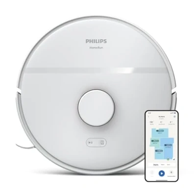 Immagine di Philips HomeRun serie 2000: Robot aspirapolvere e lavapavimenti 2 in 1, aspirazione 2700 Pa, autonomia 130 min, navigazione laser, potenziamento tappeti, controllato da app, Bianco artico (XU2000/20)