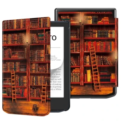 Immagine di FINTIE Custodia per Pocketbook Verse Pro e eReader (2023) Sottile Leggero Cover Protettivo in Similpelle con Auto Sveglia/Sonno Funzione, Biblioteca