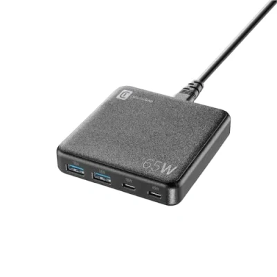 Immagine di cellularline MULTIPOWER DESK 65W Caricabatterie da Rete 4 Porte GaN Output Totale 2 USB 18W, 1 Porta C 18W e Ideale per Smartphone Tablet Laptop