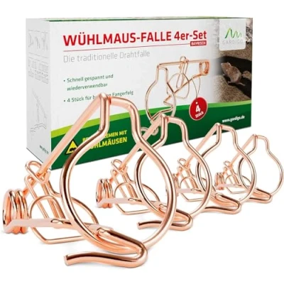 Immagine di GARDIGO® 4x Trappole per Arvicole in Filo di Rame Modello Bavarese Trappola Talpe riutilizzabili combattere e Deterrente 5,5x8x15,5cm Anti Talpe,