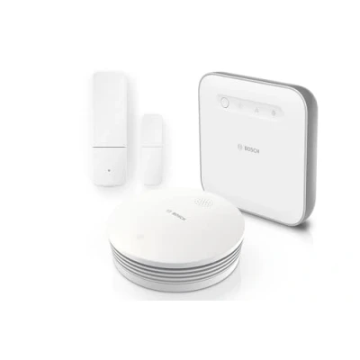 Immagine di Bosch Smart Home Set base protezione antieffrazione con rilevatore di fumo II e contatto porta/finestra II, controllo via app, compatibile Apple HomeKit Amazon Edition