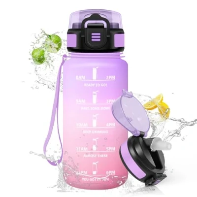 Immagine di HoneyHolly Borraccia 500Ml, Senza BPA &amp; A Prova di Perdita, Borracce con Cannuccia, Reutilizables, Water Bottle Scuola Elementare, Motivazionale per Scuola, Palestra, Ufficio, Running