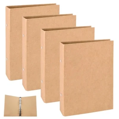 Immagine di 4 Pezzi Raccoglitore ad Anelli A5 Copertina Kraft 6 Fori Quaderno Ricaricabile Guscio di
