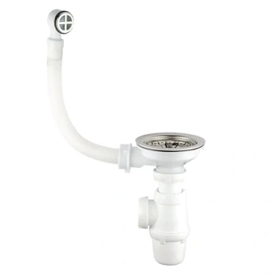 Immagine di Wirquin 30723095 Set Completo di piletta lavello 1 Vassoio con sifone Classico, Cromato e Bianco
