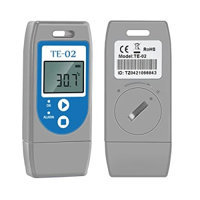 Immagine di ThermElc TE 02 PDF Data Logger di Temperatura, con Spie LED, File include MKT, Avviso, Grafico Registratore Temperatura per la Spedizione Prodotti Sensibili alla