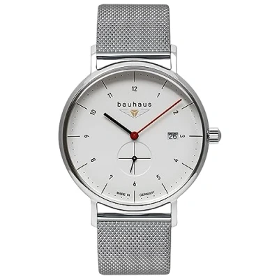 Immagine di Bauhaus Orologio da uomo con cinturino in maglia milanese al quarzo data secondo decentralizzato bianco/argento 2130M 1, Bracciale