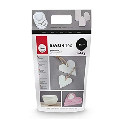 Immagine di Rayher 34409102 Raysin 100 Polvere di Ceramica, Gesso da Colare, Sacchetto 4 kg, Asciuga all’Aria, Inodore, per Uso Hobbistico e Progetti Creativi, Colore Bianco