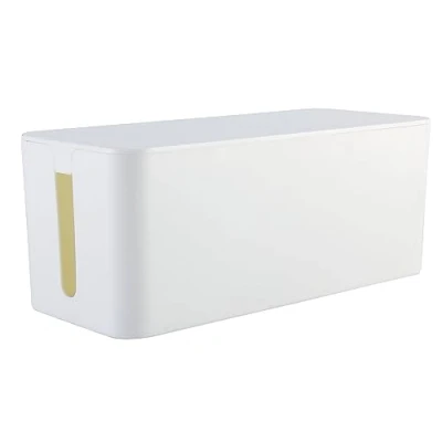 Immagine di RICOO Nascondi cavi scatola Z3201 W Organizza cavi, per gestione con 2 aperture laterali, ideale scrivania, 32 x 13,5 12,7 cm, Bianco.