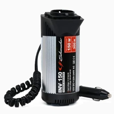 Immagine di Schumacher INV 150 Inverter Sinusoidale Modificato 12V CC 220V/240V CA Potenza Continua Con Picco di 300W Protezione da Sovratensione, Sottotensione, Sovraccarico e Sbalzi Termici Ventola