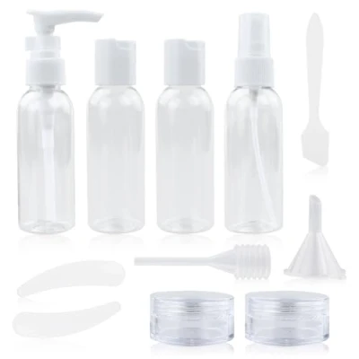 Immagine di 11 Pezzi Bottiglie da Viaggio Set, Contenitori Ricaricabili, Mini Flaconidi Plastica Liquidi Vuote, Accessori Aereo con Custodia Trasparente per Cosmetici, Shampoo