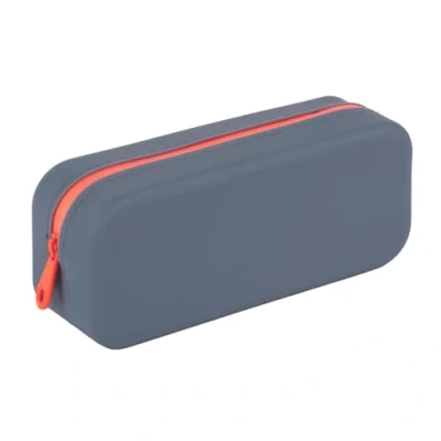 Immagine di APLI 19917 Astuccio scuola in silicone bicolore blu e arancione, impermeabile, design rettangolare moderno versatile, collezione Neon, dimensioni 75 x 185 55 mm