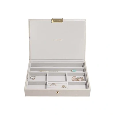 Immagine di Stackers, portagioie di dimensioni medie, con classico design a pelle coccodrillo, Similpelle, Stucco, medium