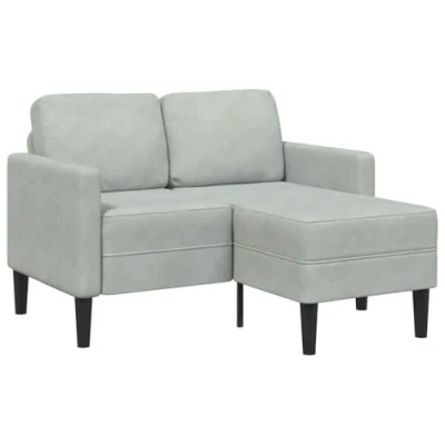 Immagine di vidaXL divano 2 posti con Chaise a L Grigio Chiaro 125 cm in Velluto, camera da letto, divanetto, due