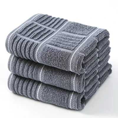 Immagine di Anyi strofinacci da cucina resistenti, assorbenti, con passante per appenderlo, 100% cotone, bar (40 x 66 cm, set 3, grigio)
