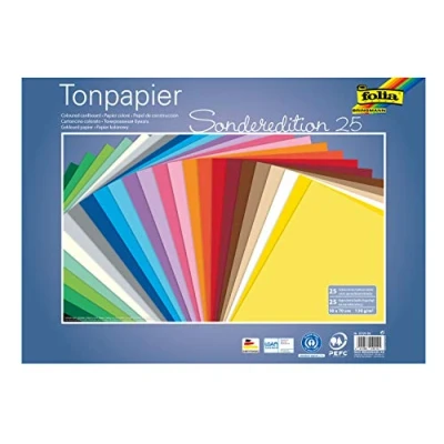 Immagine di folia Carta Colorata, Circa 50 x 70 cm, 130 g/m Fogli Assortiti in 25 Colori, per Il Fai da Te e la creazione Creativa di Biglietti, vetrine Scrapbooking, Multicolore, 67/25 99
