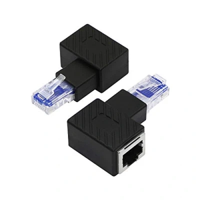 Immagine di YACSEJAO adattatore Ethernet RJ45 Cat5e / Cat6 ， 2Pack 90 gradi 8P8C Supporto ad angolo retto maschio femmina （Destra）