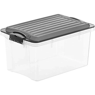 Immagine di Rotho Compact Scatola Di Conservazione Con Coperchio, Plastica (Pp) Senza Bpa, Grigio/Trasparente, A5/4.5L (27.0 x 18.5 15.0 cm)