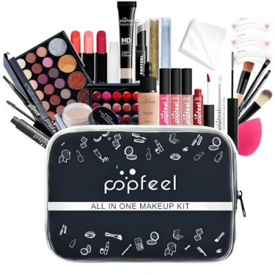 Immagine di Kit per il Trucco Completo, 30 Pezzi Tutto in Uno Set con Rossetti Palette Ombretti Trousse di Trucchi, Make Up Bellezza Cosmetici Donne Ragazze Bambina