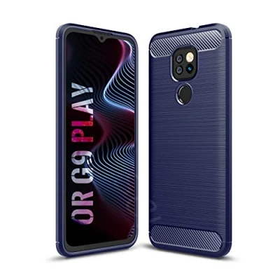 Immagine di SCL Cover Moto G9 Play Case, [Blu] Effetto Spazzolato in Fibra di Carbonio, Anti Impronta, Resistente all&#039;Usura e ai Graffi, Paraurti collisione, per