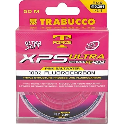 Immagine di Filo da Pesca Trabucco XPS Ultra Strong Pink Saltwater 30 m 0.700 mm Fluorocarbon Ideale per Tutte le Tecniche di Spinning Surfcasting Trota Bolognese Lago Invisibile in Acqua Resistente al Nodo