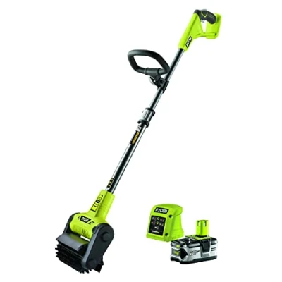 Immagine di Ryobi RY18PCB 140 Pulisci Pavimenti a Batteria 18V ONE+, Impugnatura Ergonomica e Asta Telescopica, per Pulizia di Superfici Esterne, Include una da 4.0Ah Spazzola in Nylon 16,2 cm