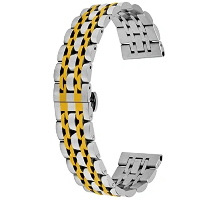 Immagine di Kai Tian 20mm Cinturini per orologi conici in acciaio inossidabile Cinturino di ricambio donna Uomo Bracciale a sgancio rapido argento oro