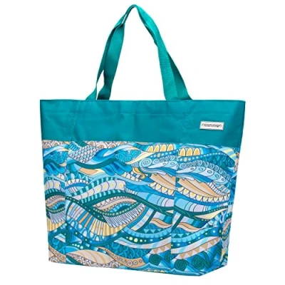 Immagine di anndora borsa shopper XXL da spiaggia, a tracolla, colore scelta, turchese oceano, XX Large