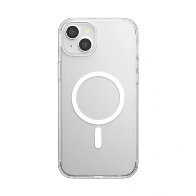 Immagine di PopSockets custodia per iPhone 15 Plus con impugnatura rotonda compatibile MagSafe, Plus, ricarica wireless, trasparente