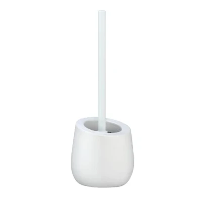 Immagine di WENKO Set da toilette Badi Bianco ceramica Portascopino WC con ciuffo in silicone e puliscibordo