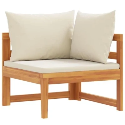 Immagine di vidaXL Divano Angolare con Cuscini Bianco Crema in Massello di Acacia