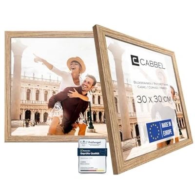 Immagine di CABBEL Confezione Doppia (Set di 2) Cornice 30x30 cm, Rovere, Robusta in Legno MDF, plexiglass infrangibile,