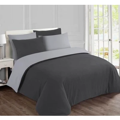 Immagine di Vision Parure Copripiumino in flanella, colore: antracite/grigio reversibile 240 x 220 cm con 2 federe assortite 65 100% cotone flanella