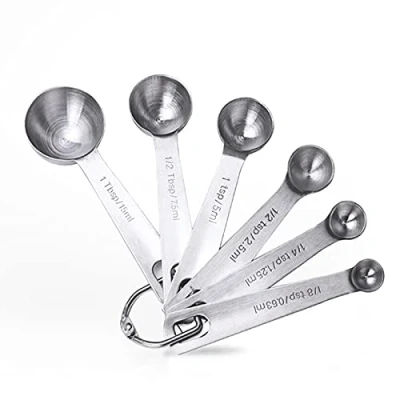 Immagine di ZEACTT Cucchiai Dosatori,Misurini In Acciaio Inox Set di 6 Dosatore Spoons Preciso Cucina Misurini Per Misurazione a Secco e Ingredienti Liquidi