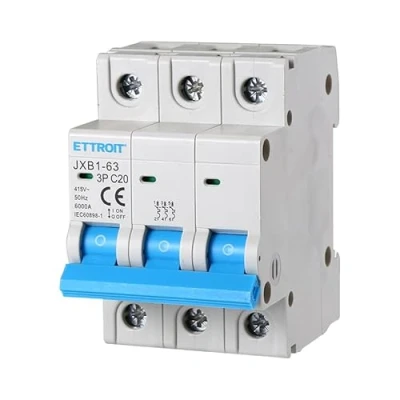 Immagine di ZOREI Interruttore Magnetotermico Automatico, 3P 220V e 380V 6kA, Per Mono Fase Trifase, MCB C20 20A
