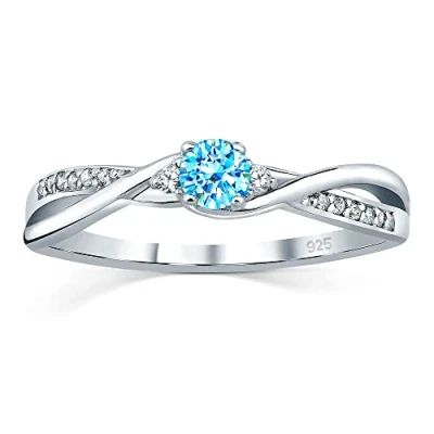 Immagine di SILVEGO Anello da Donna in Argento 925 con Vero Topazio Azzurro e Zirconia Cubica, JJJR1100TS