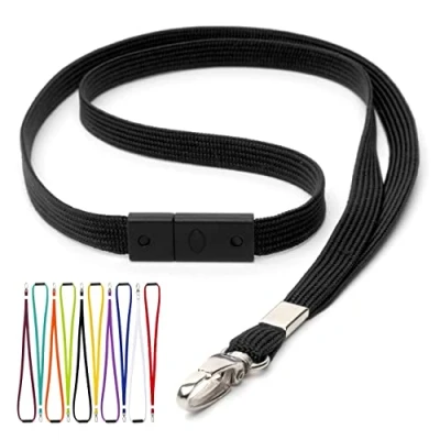 Immagine di CKB LTD Nero Cordino porta badge non stampato, laccetto con clip in metallo, multiuso e carte, cordini a rilascio rapido antisoffocamento Pacco da 20 pezzi unità