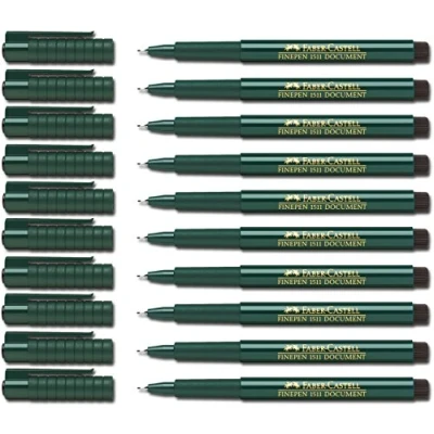 Immagine di Faber Castell, penna in fibra Fineliner 1511 con punta sottile di 0,4 mm , nero, 10 Stifte