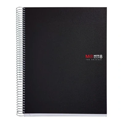 Immagine di Miquelrius Taccuino Notebook The Original, 8 righe colorate, copertina in polipropilene opaco, formato A4 (210 x 297 mm), perforazione a 4 fori, 200 fogli da 70 g/m², griglia quadrettata 5 mm, nero