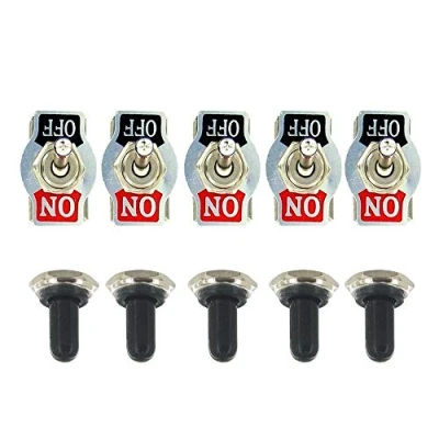 Immagine di Mintice 5 Pezzi Pesanti 20A 125V 15A 250V Interruttore a Levetta in Metallo 2 Terminali Pin On Off Bilanciere Impermeabile Copertura