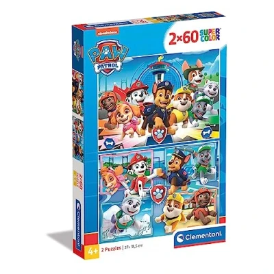 Immagine di Clementoni Paw Patrol Supercolor 2X60 (Include 2 Pezzi) Bambini 5 Anni, Puzzle Cartoni Animati Made In Italy, No Color, 60, 21617