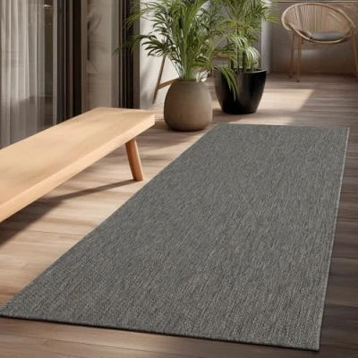 Immagine di the carpet Mistra robusto tappeto per esterni ed interni, resistente alle intemperie e ai raggi UV, adatto a balcone, terrazza, giardino d&#039;inverno o cucina sala da pranzo, marrone, 80x200 cm