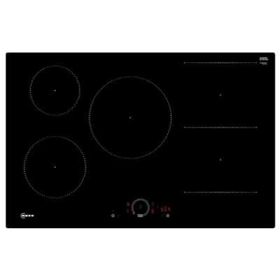 Immagine di NEFF T58PHW1L0 piano cottura a induzione N70, autosufficiente in vetroceramica, larghezza 80 cm, Twist Touch, Combi Induction, Home Connect, Smart Hood Automatic, filo di superficie,