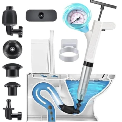 Immagine di NiC IS COCNG stura wc,Pompa scarichi a pressione, lavandini stantuffo per WC, e pressione,sblocco lavandino da cucina bagni/bidet (Bianco)