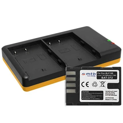 Immagine di Batteria + Caricabatteria doppio (USB) per DMW BLF19, BP 61 / Panasonic Lumix DC GH5(s), G9 DMC GH3, GH4 Sigma SD Quattro (H) Cavo USB micro incluso (2 batterie simultaneamente caricabili)