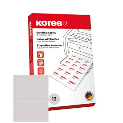 Immagine di Kores Confezione di etichette universali, 105 x 48 mm, 100 fogli, colore: bianco