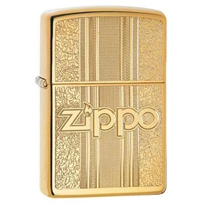 Immagine di Accendino Zippo® Zippo and Pattern Design 29677, Antivento Ricaricabile Zippo, Realizzato in Metallo con Caratteristico &quot;click&quot; Color Oro, Made USA, Ottima Idea Regalo