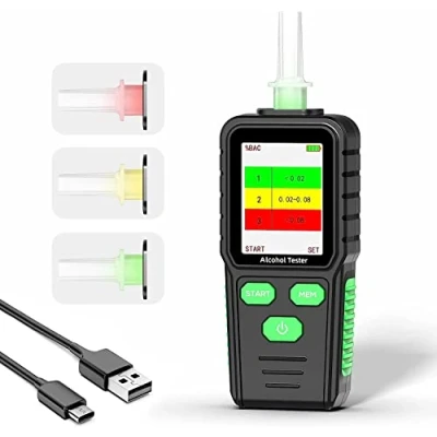 Immagine di RDINSCOS Etilometro Portatile Professionale,Ricaricabile Alcol Test con Display a Colori,Alcoltest Alta Precisione, Professionale e Personale, Perfetto per Uso Domestico Feste